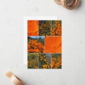 カリフォルニア産ポピー・コラージュ ノートカード (正面/裏面インサイチュ)