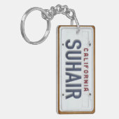 カリフォルニア白いナンバープレートのKeychainのカスタム キーホルダー (正面左)