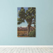 カリフォルニア砂漠の開花のヨシュアパーム キャンバスプリント (インサイチュ (ウッドフロア))