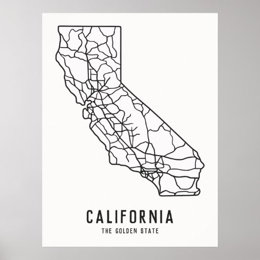 カリフォルニア米州道路地図 – ゴールデン州地図 ポスター (正面)