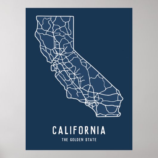 カリフォルニア米州道路地図 – ゴールデン州地図 ポスター (正面)