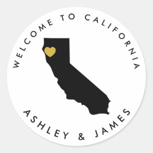 カリフォルニア結婚のウェルカムステッカー、トリートボックスバッグ ラウンドシール