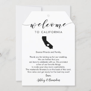 カリフォルニア結婚州の歓迎ラベル、手紙の旅程
