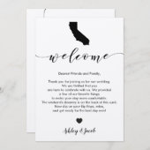 カリフォルニア結婚式の歓迎の手紙及び旅程カード プログラム (正面/裏面)