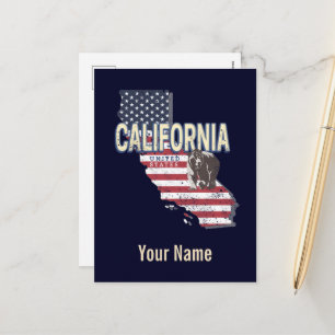 カリフォルニア統一された州レトロ州マップヴィンテージ シーズンポストカード