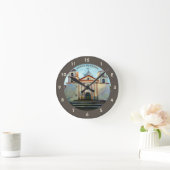 カリフォルニア絵画州ミッション・サンタバーバラ ラウンド壁時計 (ホーム)