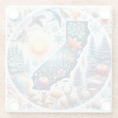 カリフォルニア自然冬のクリスマス ガラスコースター (裏面)