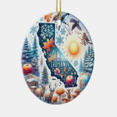カリフォルニア自然冬のクリスマス セラミックオーナメント (右)