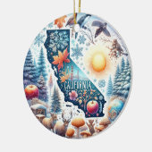 カリフォルニア自然冬のクリスマス セラミックオーナメント (左)