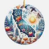 カリフォルニア自然冬のクリスマス セラミックオーナメント (裏面)