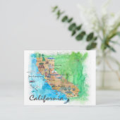 カリフォルニア観光マップ付き ポストカード (スタンド正面)