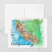 カリフォルニア観光マップ付き ポストカード (正面/裏面)
