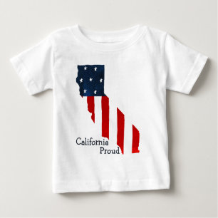 カリフォルニア誇りを持った州はっきりした水彩米国国旗 ベビーTシャツ