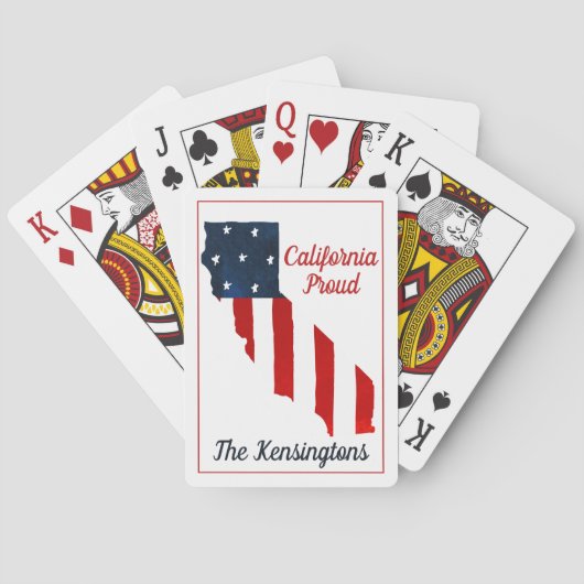 カリフォルニア誇りを持った州アメリカ国旗の水色 トランプ (裏面)