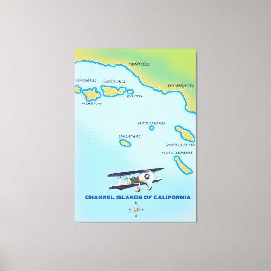 カリフォルニア諸島地図 キャンバスプリント (正面)