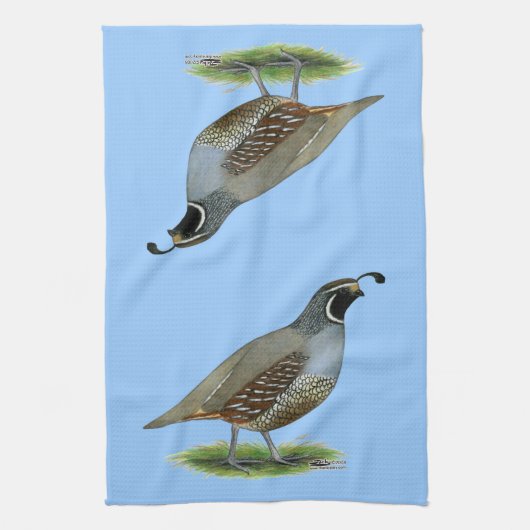 カリフォルニア谷のウズラ キッチンタオル (縦)