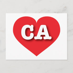 カリフォルニア赤いハート- I love CA ポストカード