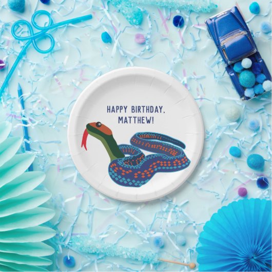 カリフォルニア赤い辺を持つガータースネーク誕生パーティー ペーパープレート (パーティー)