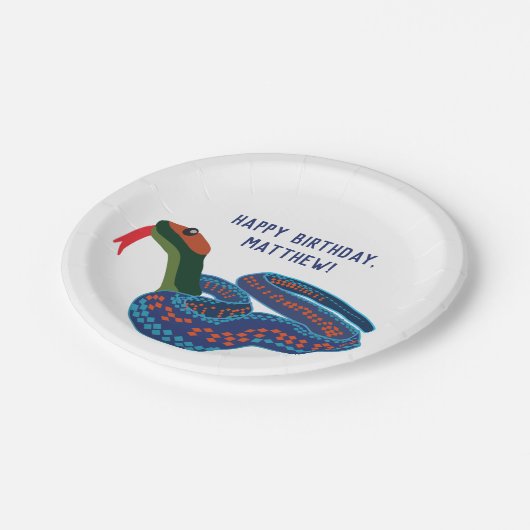 カリフォルニア赤い辺を持つガータースネーク誕生パーティー ペーパープレート (アングル)
