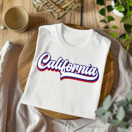 カリフォルニア赤と青のヴィンテージスクリプトTシャツ Tシャツ