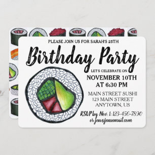 カリフォルニア転が食食すし誕生日パーティー 招待状
