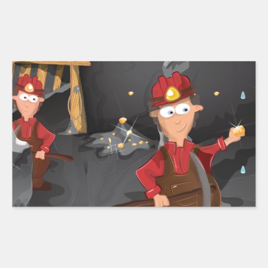 カリフォルニア金ゴールド鉱山労働者 長方形シール (正面)