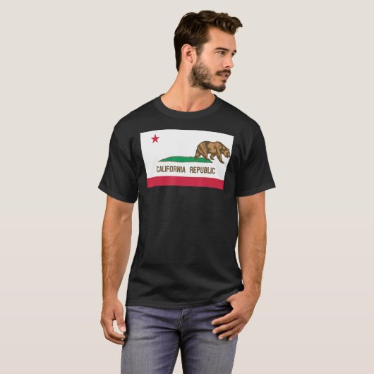 カリフォルニア離れ州旗ベア離れー Tシャツ (正面フル)