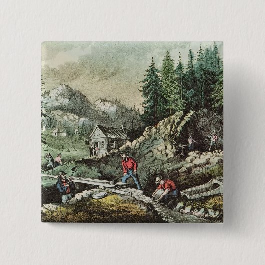 カリフォルニア1871年のGoldmining 缶バッジ (正面)