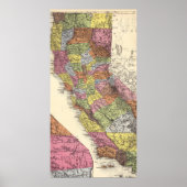 カリフォルニア1891年ヴィンテージ地図ポスター ポスター (正面)