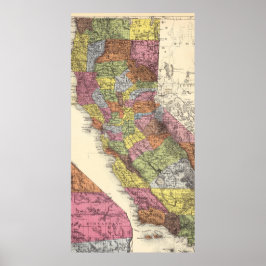 カリフォルニア1891年ヴィンテージ地図ポスター ポスター