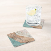 カリフォルニア2の地図 スクエアペーパーコースター (インサイチュ)