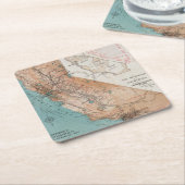 カリフォルニア2の地図 スクエアペーパーコースター (アングル)