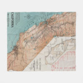 カリフォルニア2の地図 フリースブランケット (正面(横))