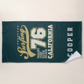 |カリフォルニア76をサーフするあなたの一流の| Longboardを加えて下さい ビーチタオル (正面)