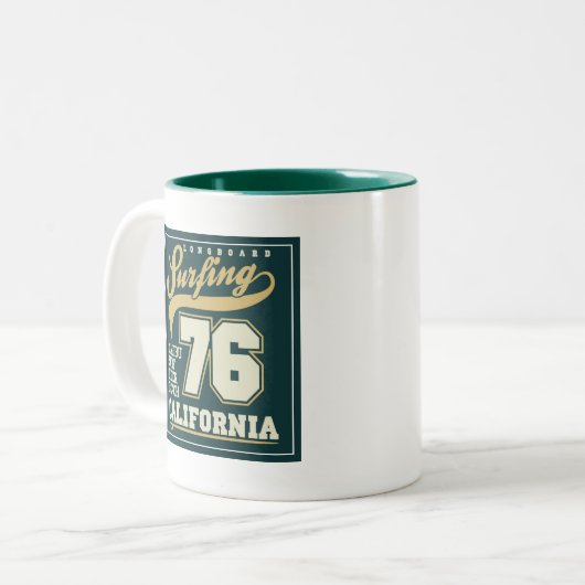|カリフォルニア76をサーフするLongboard ツートーンマグカップ (正面左)
