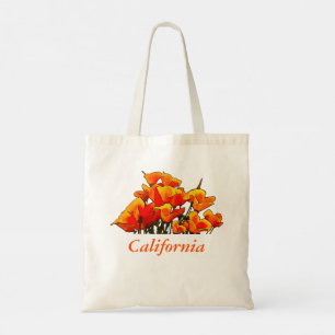 「カリフォルニア」と様式化されたポピーアート文字トートバッグ トートバッグ