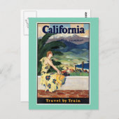 カリフォルニア、アメリカ、ヴィンテージ旅行ポスター ポストカード (正面/裏面)