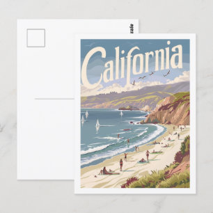カリフォルニア・アメリカUSA有名なヴィンテージ旅行の場所 ポストカード