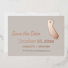 カリフォルニア ウェディング セーブ・ザ・デート ローズゴールド 箔招待状