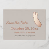 カリフォルニア ウェディング セーブ・ザ・デート ローズゴールド 箔招待状 (正面)