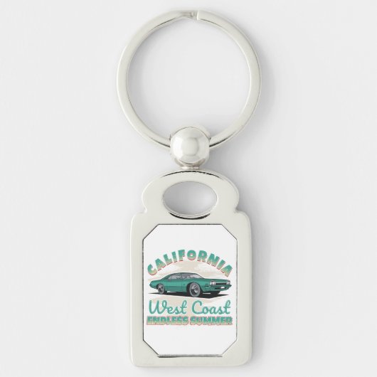 カリフォルニア ウエストコースト ビンテージカー メタル キーホルダー (正面)