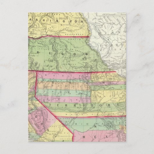 カリフォルニア、オレゴン、ワシントン、ユタ、ニューメキシコ3 ポストカード (正面)