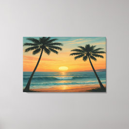 カリフォルニア オーシャンサンセット - 36x24 ウォールアートプリント キャンバスプリント