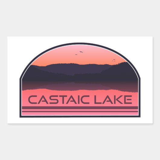 カリフォルニア キャスタイック湖の赤い日の出 長方形シール (正面)