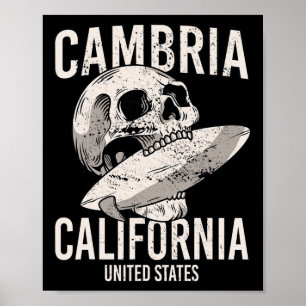 カリフォルニア キャンブリア サーフ スカル ヴィンテージ メンズ レディース ポスター