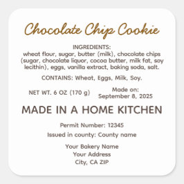 カリフォルニア・コテージ・フード・チョコレートチップクッキー スクエアシール
