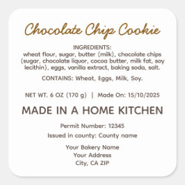 カリフォルニア・コテージ・フード・チョコレートチップクッキー スクエアシール