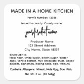 カリフォルニア コテージ フード 法律ラベル スクエアシール (正面)