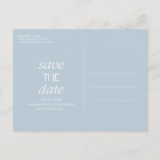 カリフォルニア・コーストビーチ結婚式保存日 案内ポストカード (裏面)