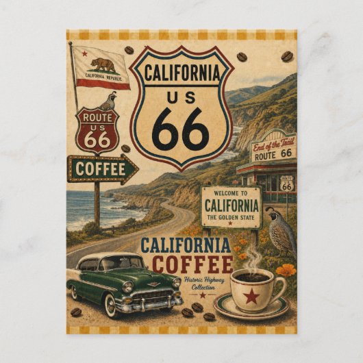 カリフォルニア・コーヒークラシックカーのご挨拶 ポストカード (正面)